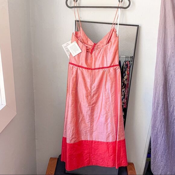 Watters & Watters Dupioni Silk Spaghetti Strap Dress Pink 10 - Picture 7 of 10